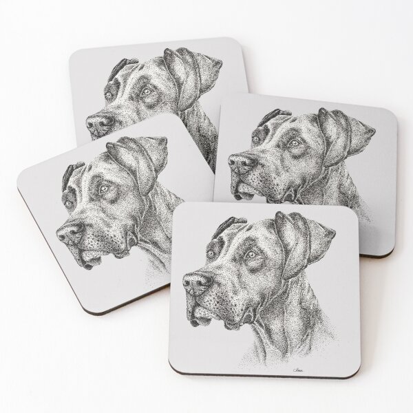 Item preview, Great Dane Dog Portrait | Black and White Realistic Dog Art designed and sold by Sam Morton - Heart Art.