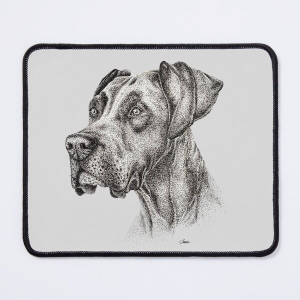 Item preview, Great Dane Dog Portrait | Black and White Realistic Dog Art designed and sold by Sam Morton - Heart Art.