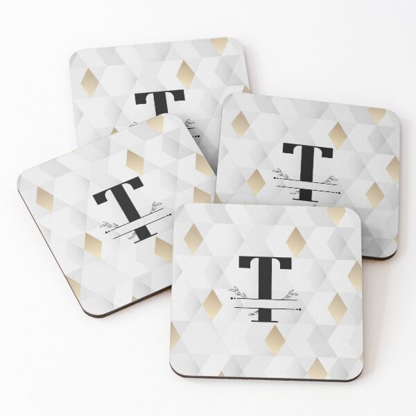 Item preview, Monogram...T... with abstract gold and grey diamond background designed and sold by CHASAcreative.