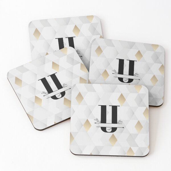 Item preview, Monogram...U... with abstract gold and grey diamond background designed and sold by CHASAcreative.