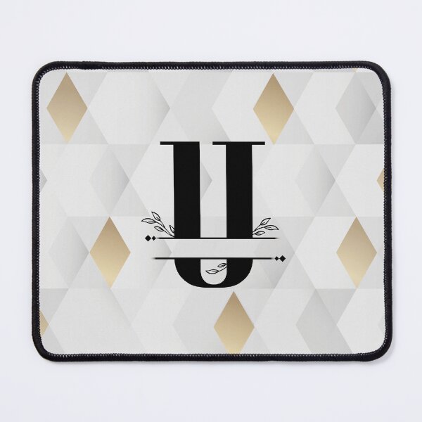 Item preview, Monogram...U... with abstract gold and grey diamond background designed and sold by CHASAcreative.