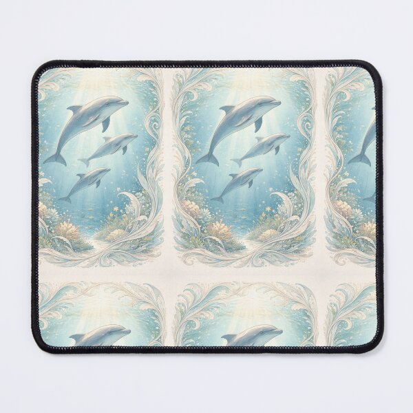 Item preview, Ocean Harmony Dolphins Art Nouveau designed and sold by KNOWSpaceArt.