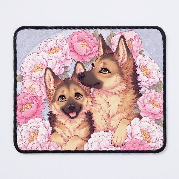Item preview, German Shepherd puppies among peony flowers. designed and sold by Natalia-Vlad.