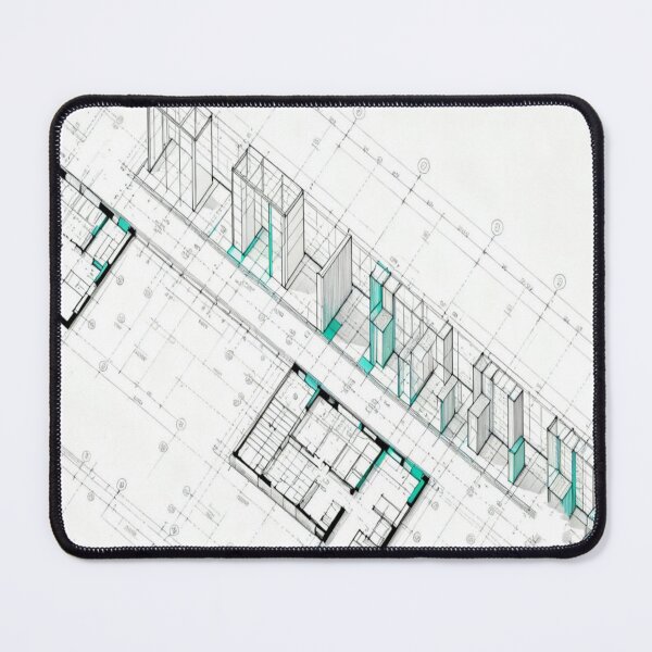 Item preview, Spatial Blueprint – 2D/3D Architectural Layout with Cyan Highlights designed and sold by Cristhian Almanza.