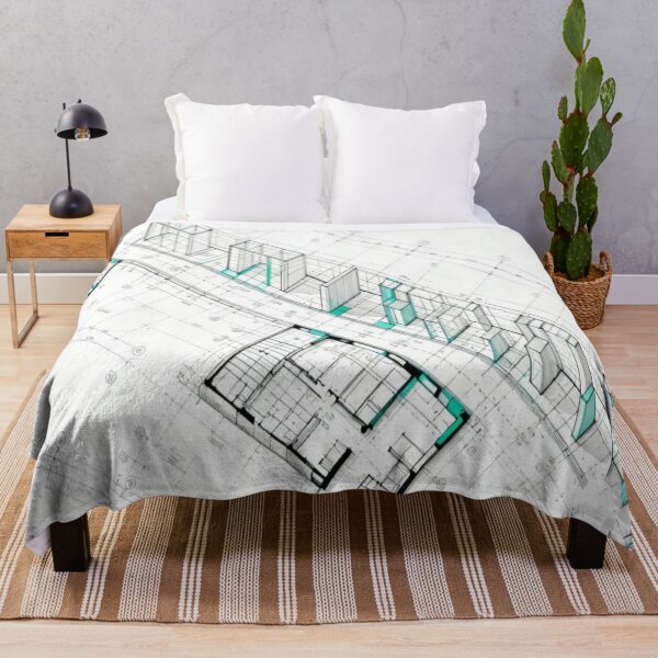 Item preview, Spatial Blueprint – 2D/3D Architectural Layout with Cyan Highlights designed and sold by Cristhian Almanza.