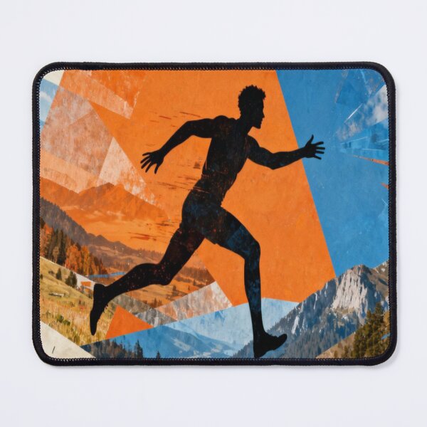 Item preview, Nature in Motion – Runner Silhouette with Geometric Landscape Collage designed and sold by Cristhian Almanza.