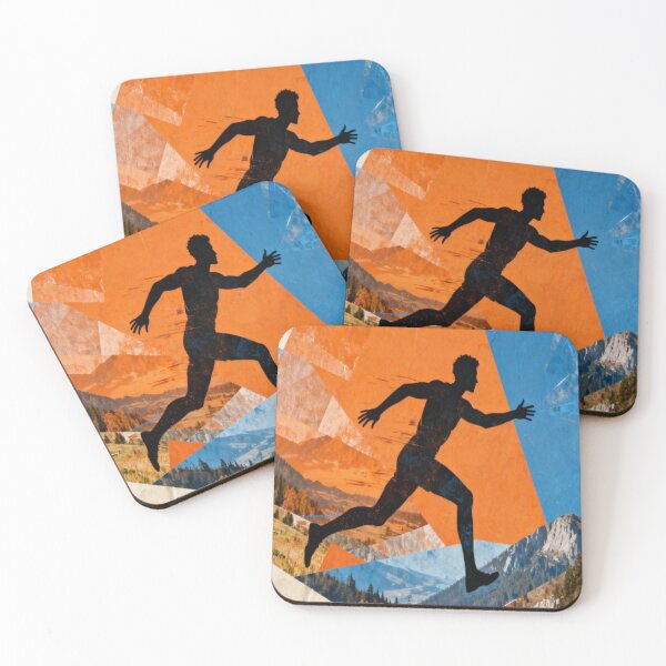 Item preview, Nature in Motion – Runner Silhouette with Geometric Landscape Collage designed and sold by Cristhian Almanza.