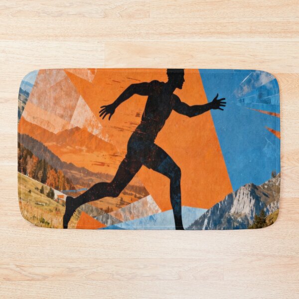 Item preview, Nature in Motion – Runner Silhouette with Geometric Landscape Collage designed and sold by Cristhian Almanza.