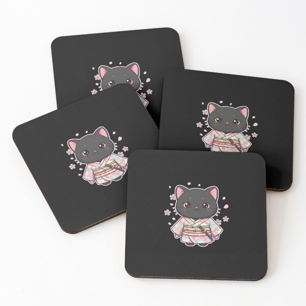 Item preview, Cute Japanese Black Cat Valentine Kawaii Samurai Anime  designed and sold by SWEET-TINAPAY.