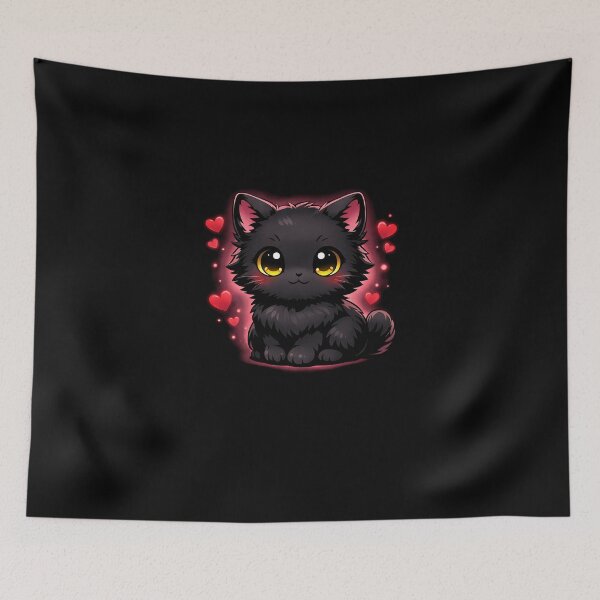 Item preview, Cute Japanese Black Cat Valentine Love Anime Art designed and sold by SWEET-TINAPAY.