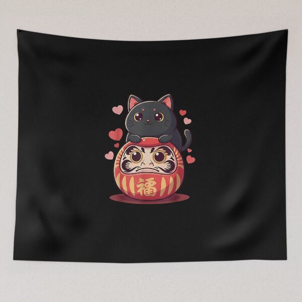 Item preview, Cute Japanese Daruma Cat Valentine – Lucky Love Kitty designed and sold by SWEET-TINAPAY.