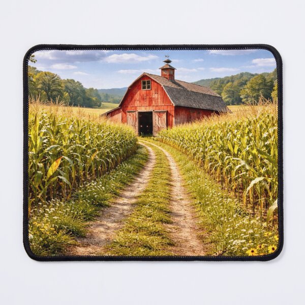 Item preview, Old Red Barn in Cornfield designed and sold by Myra365Art.
