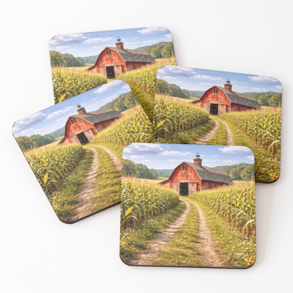 Item preview, Old Red Barn in Cornfield designed and sold by Myra365Art.