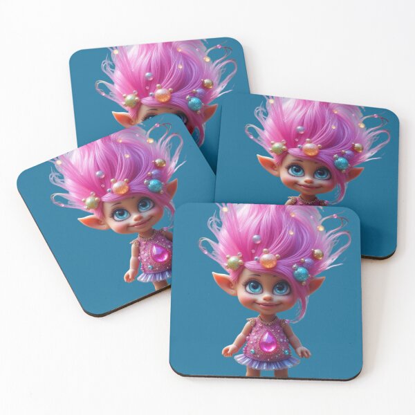 Item preview, Pixie Pop Stardazzle | Whimsical Troll Doll Art with Pink Hair | Cute Fantasy Character Art | Retro designed and sold by Whimsical Art by Angela.