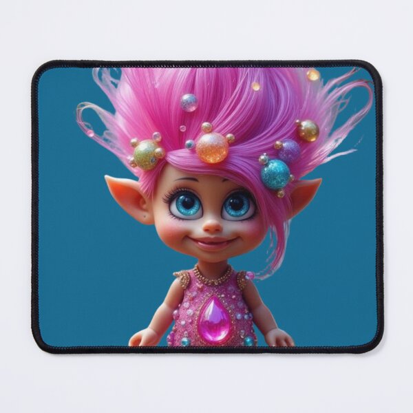 Item preview, Pixie Pop Stardazzle | Whimsical Troll Doll Art with Pink Hair | Cute Fantasy Character Art | Retro designed and sold by Whimsical Art by Angela.