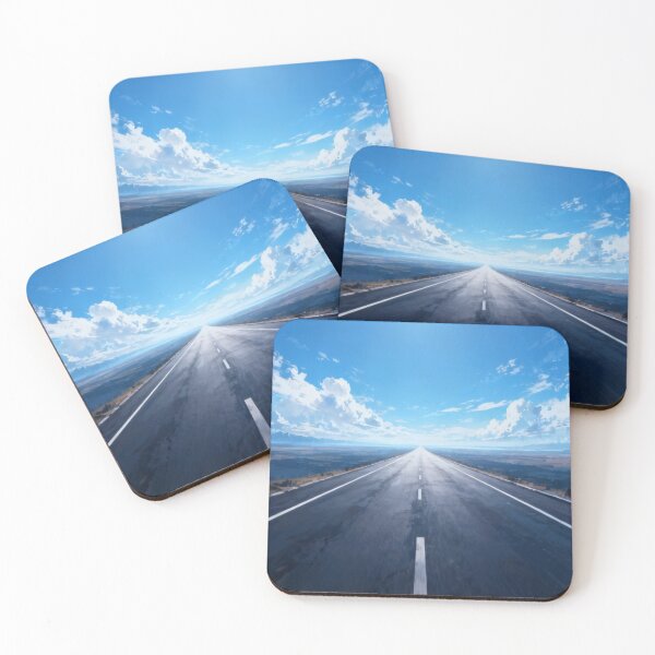 Item preview, Infinite Path – Straight Highway into Horizon with Blue Sky and Mountains designed and sold by Cristhian Almanza.