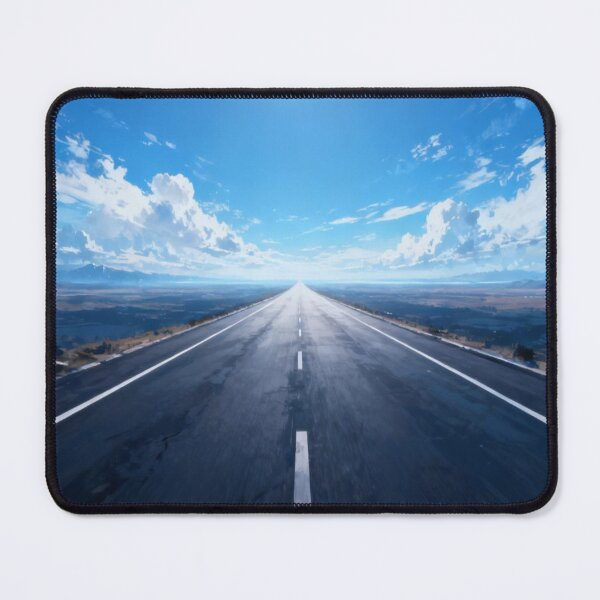 Item preview, Infinite Path – Straight Highway into Horizon with Blue Sky and Mountains designed and sold by Cristhian Almanza.
