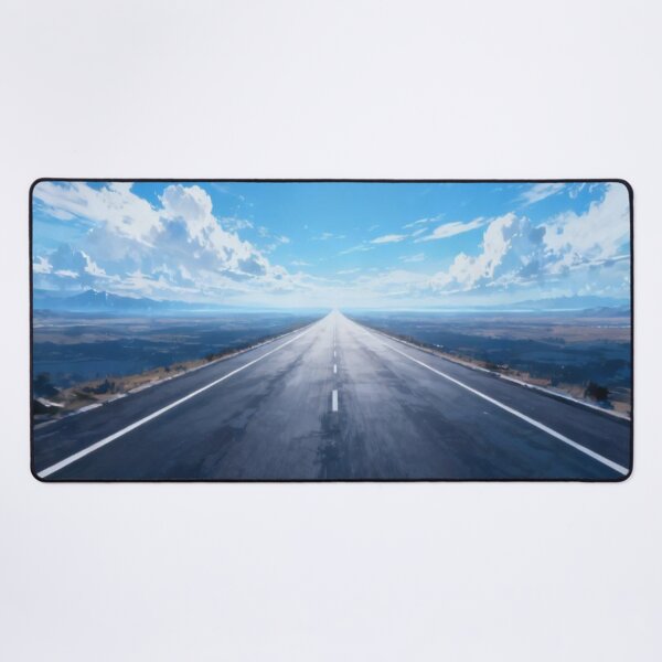 Item preview, Infinite Path – Straight Highway into Horizon with Blue Sky and Mountains designed and sold by Cristhian Almanza.