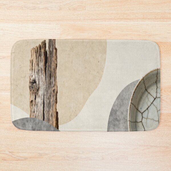 Item preview, Wabi-Sabi Balance – Wood and Ceramic with Neutral Abstract Background designed and sold by Cristhian Almanza.