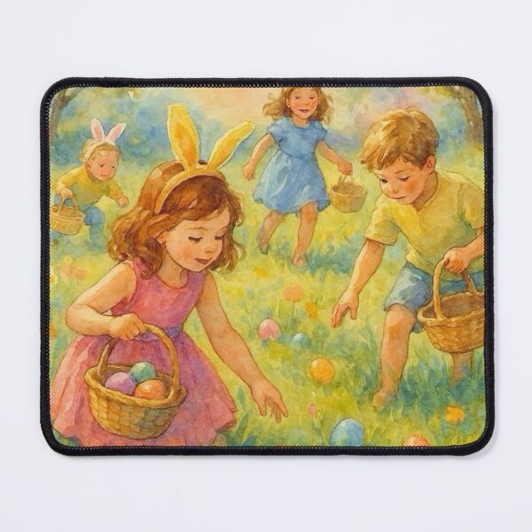 Item preview, Children on an Easter Egg Hunt designed and sold by TinCatOutPost.