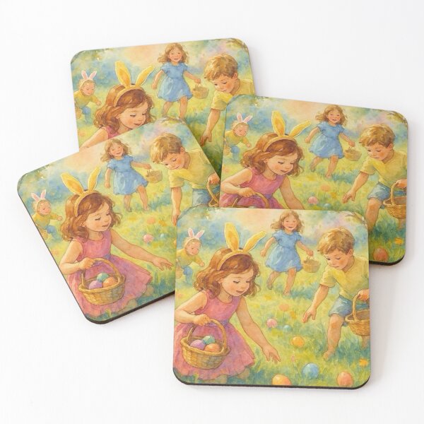 Item preview, Children on an Easter Egg Hunt designed and sold by TinCatOutPost.