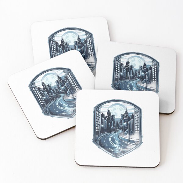 Item preview, Illustration of a futuristic highway under the light of a full moon designed and sold by VerizalShop.