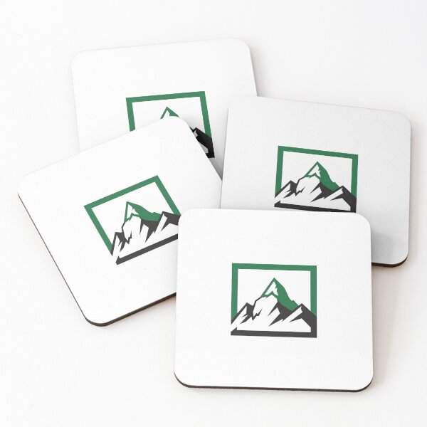 Item preview, Mountain landscape with a prominent peak in the center, surrounded by a green frame designed and sold by VerizalShop.
