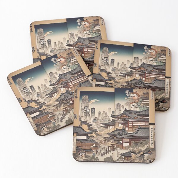 Item preview, Modern Tokyo Metropolis Ukiyo-e: Sunset Cityscape & Mount Fuji designed and sold by Vandy Fullam.