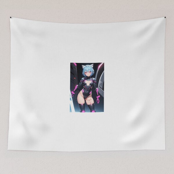 Item preview, Otsuyashi Madiri Cyberpunk Cat Girl - Futuristic Neon Sci-Fi Anime Art designed and sold by iloveanimechibi.