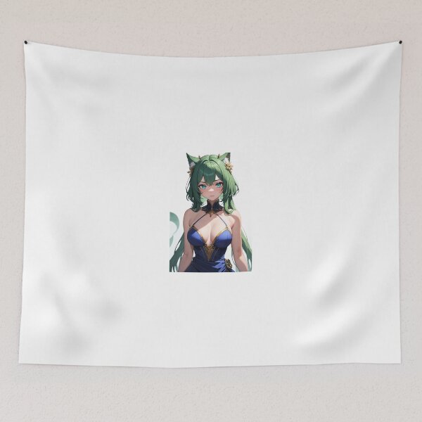 Item preview, Sakubaru Ayanase Forest Nekomimi - Elegant Green Hair Nature Anime Art designed and sold by iloveanimechibi.