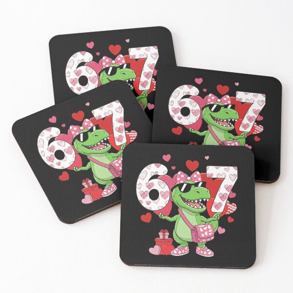 Item preview, Cute Valentine Dino 67 Six Seven Birthday T-Shirt designed and sold by LashondaGreen89.