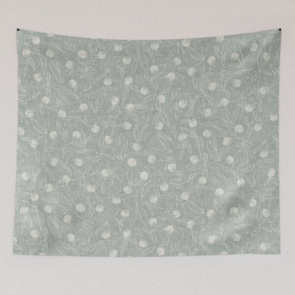Item preview, Vintage Fruits & Leaves with Linen Texture Mint Green Benjamin Moore Raindance 1572 designed and sold by LoveAlways-AEP.
