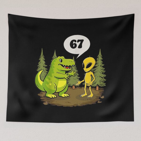 Item preview, Funny Alien and Dinosaur 67 Six Seven T-Shirt designed and sold by LashondaGreen89.