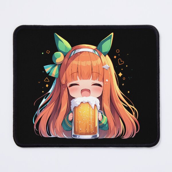 Item preview, Silence Suzuka Uma Musume Anime Girl Chibi Kawaii Beer Drunk Joyful Bright Moment designed and sold by riadjamai.
