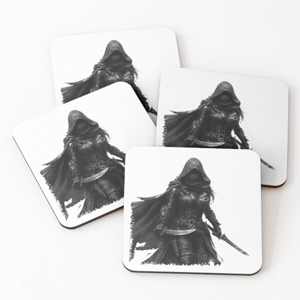 Item preview, Dark Hooded Rogue Woman – Fantasy Assassin Warrior Art designed and sold by inkoutninja.
