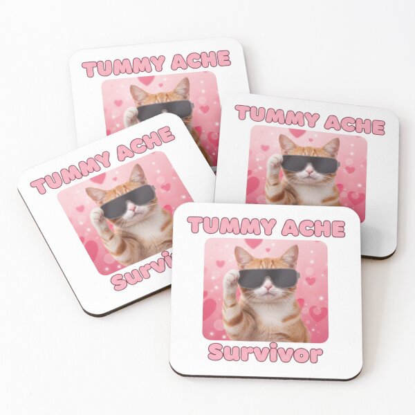 Item preview, Tummy ache survivor, cool cat, cute cat, funnyfits70, Humor, Funny, retro, vintages, funny quotes, animal humor, designed and sold by FunnyFits70.