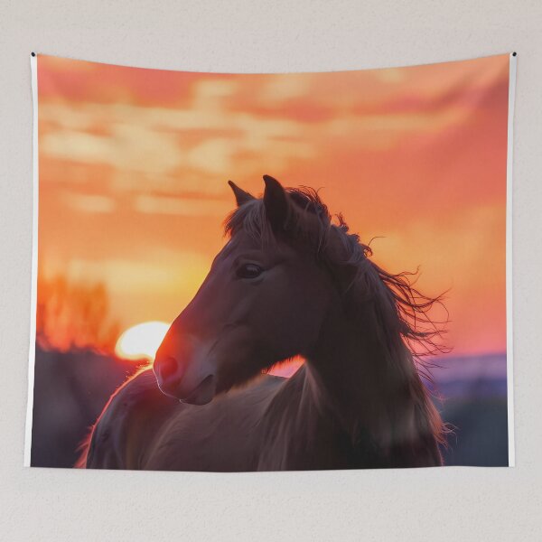 Item preview, Sunset Equine Painting Artwork (image size 7840x11680) designed and sold by Digital-Davinci.