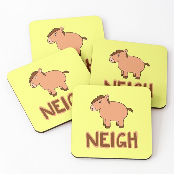Item preview, ‘Neigh’ cartoon horse with neon yellow background  designed and sold by skunkandpumpkin.