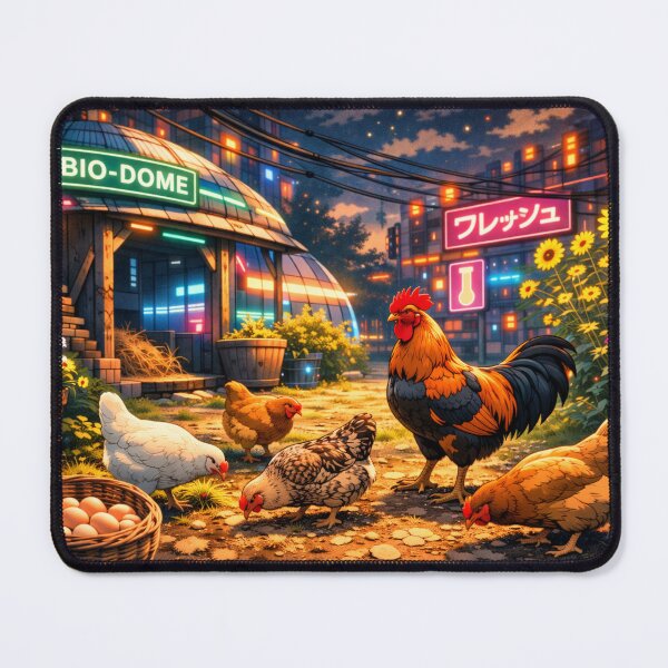 Item preview, Neon Night Rooster Garden Scene designed and sold by Thought Space Studio.