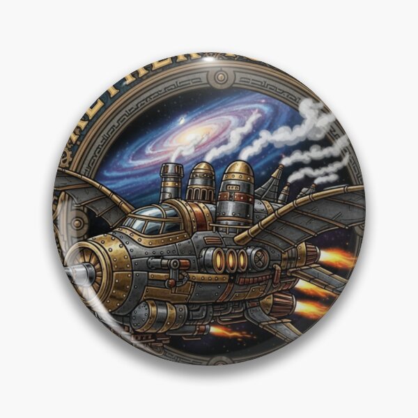 Item preview, Steampunk Space Ship – Victorian Retro Futuristic Vessel Flying Through Space designed and sold by PunkVerseStudio.