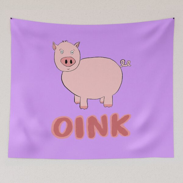 Item preview, Oink cartoon pig with pastel purple background designed and sold by skunkandpumpkin.
