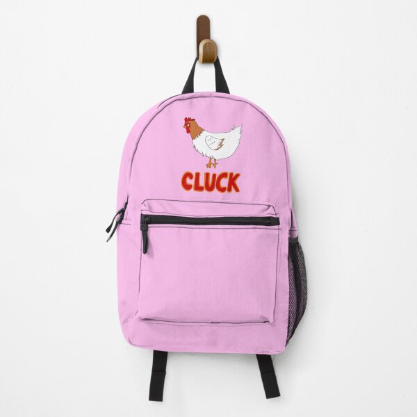 Item preview, ‘Cluck’ cartoon chicken hen with pastel pink background designed and sold by skunkandpumpkin.