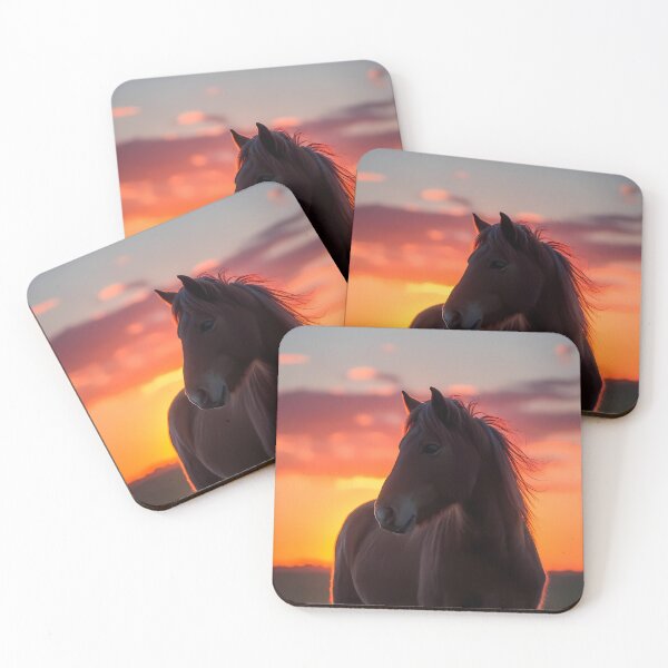 Item preview, Sunset Equine Painting Artwork (image size 7840x11680) designed and sold by Digital-Davinci.