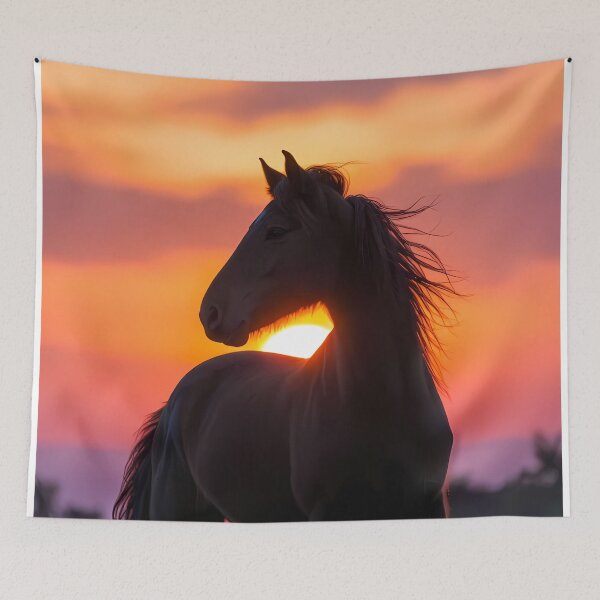 Item preview, Sunset Equine Painting Artwork (image size 7840x11680) designed and sold by Digital-Davinci.