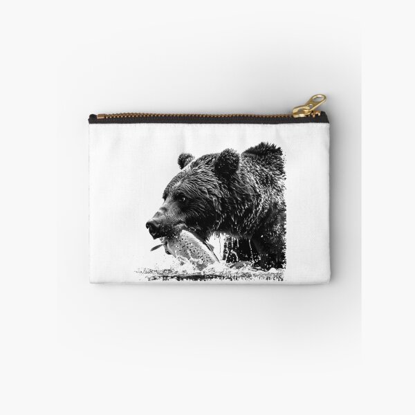 Item preview, Grizzly Bear Catching Salmon – Wildlife Nature Art designed and sold by inkoutninja.