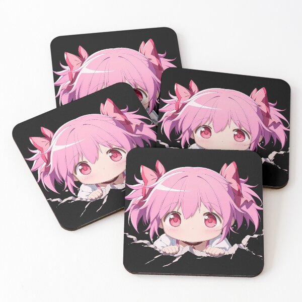Item preview, Madoka Kaname Magia Record Anime Chibi Peeking Pink Hero Breaks Wall designed and sold by TorbenKuhano.