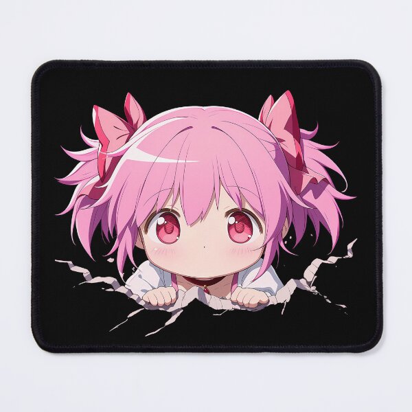 Item preview, Madoka Kaname Magia Record Anime Chibi Peeking Pink Hero Breaks Wall designed and sold by TorbenKuhano.