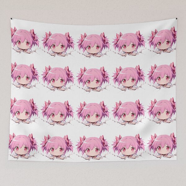 Item preview, Madoka Kaname Magia Record Anime Chibi Peeking Pink Hero Breaks Wall designed and sold by TorbenKuhano.