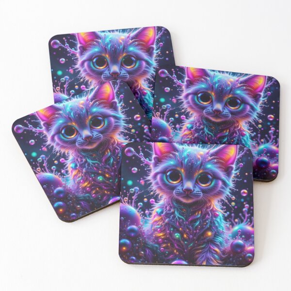 Item preview, Cosmic Rainbow Kitten Art Print – Psychedelic Neon Cat Illustration for Fantasy & Galaxy Lovers designed and sold by Whimsical Art by Angela.