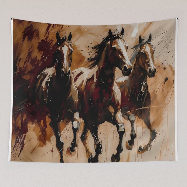 Item preview, Abstract Stylized Painting Artwork of Horses (image size 7840x11680) designed and sold by Digital-Davinci.
